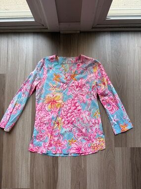 Lilly Pulitzer Pink, Blue & Yellow Floral Long-Sleeve Tee